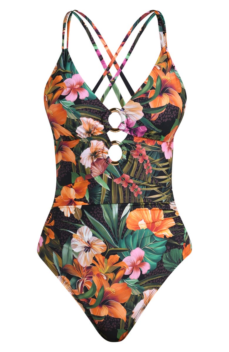 La Blanca Tropical Hideaway Underwire One-Piece Swimsuit, Alternate, color, Orange Multi