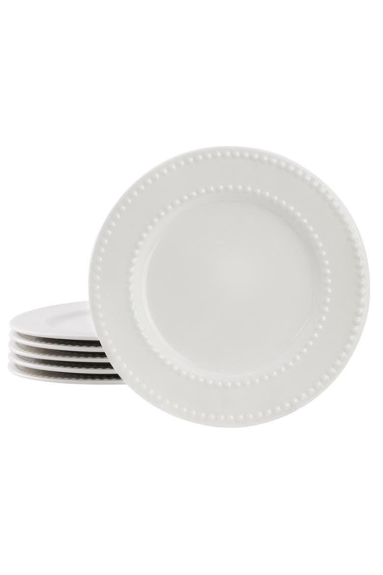 6 Piece Stoneware Salad Plate Set, Main, color, White