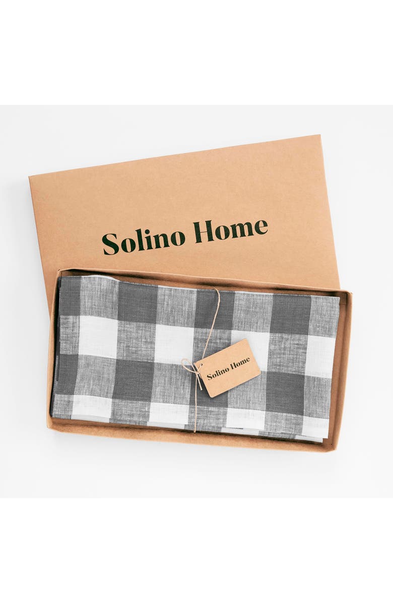 Solino Home Linen Table Throw - Buffalo Check, 52" x 52", 52" x 52", Alternate, color, Grey And White