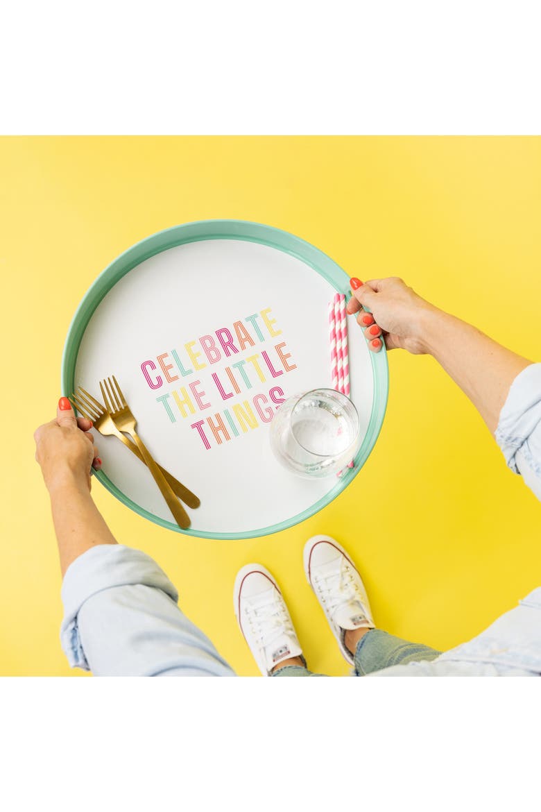 Celebrate Plastic Serving Tray Ceramic White, Alternate, color, White