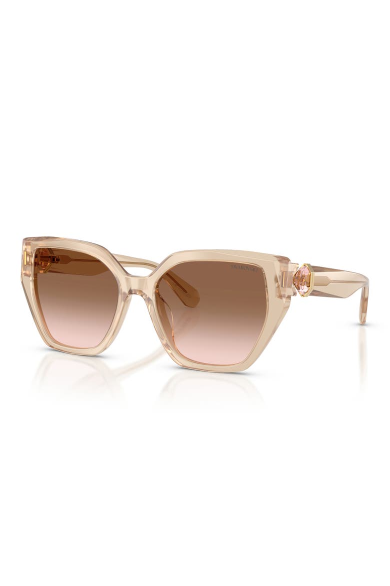 56mm Gradient Irregular Sunglasses, Alternate, color, MILKY BEIGE / GRADIENT BORWN
