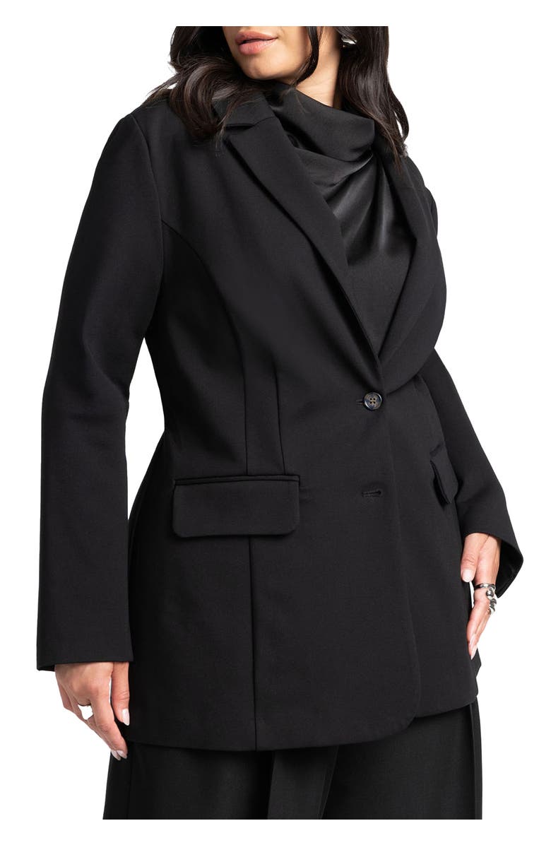 ELOQUII The Ultimate Stretch Long Two Button Blazer, Main, color, Black Onyx
