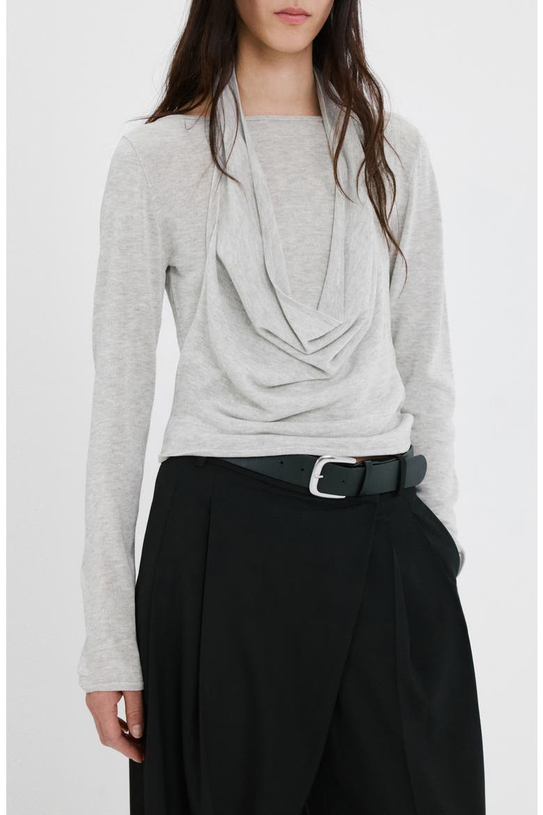 Cowl Front Sweater, Main, color, MEDIUM HEATHER GREY