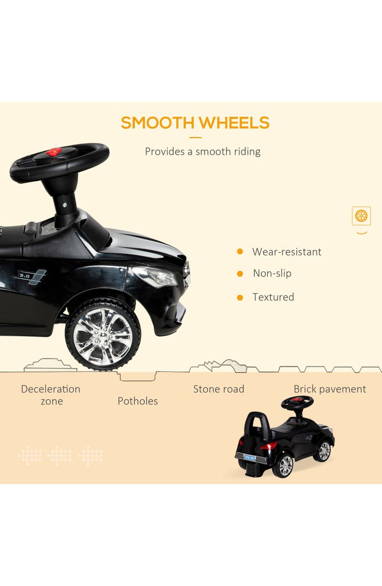 Aosom Kids Ride On Push Car with Horn, Music, Headlights, Storage, Alternate, color, Black