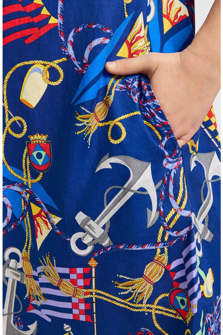 Sloane Nautical Print Linen Blend Shirtdress, Alternate, color, NAVY MULTI