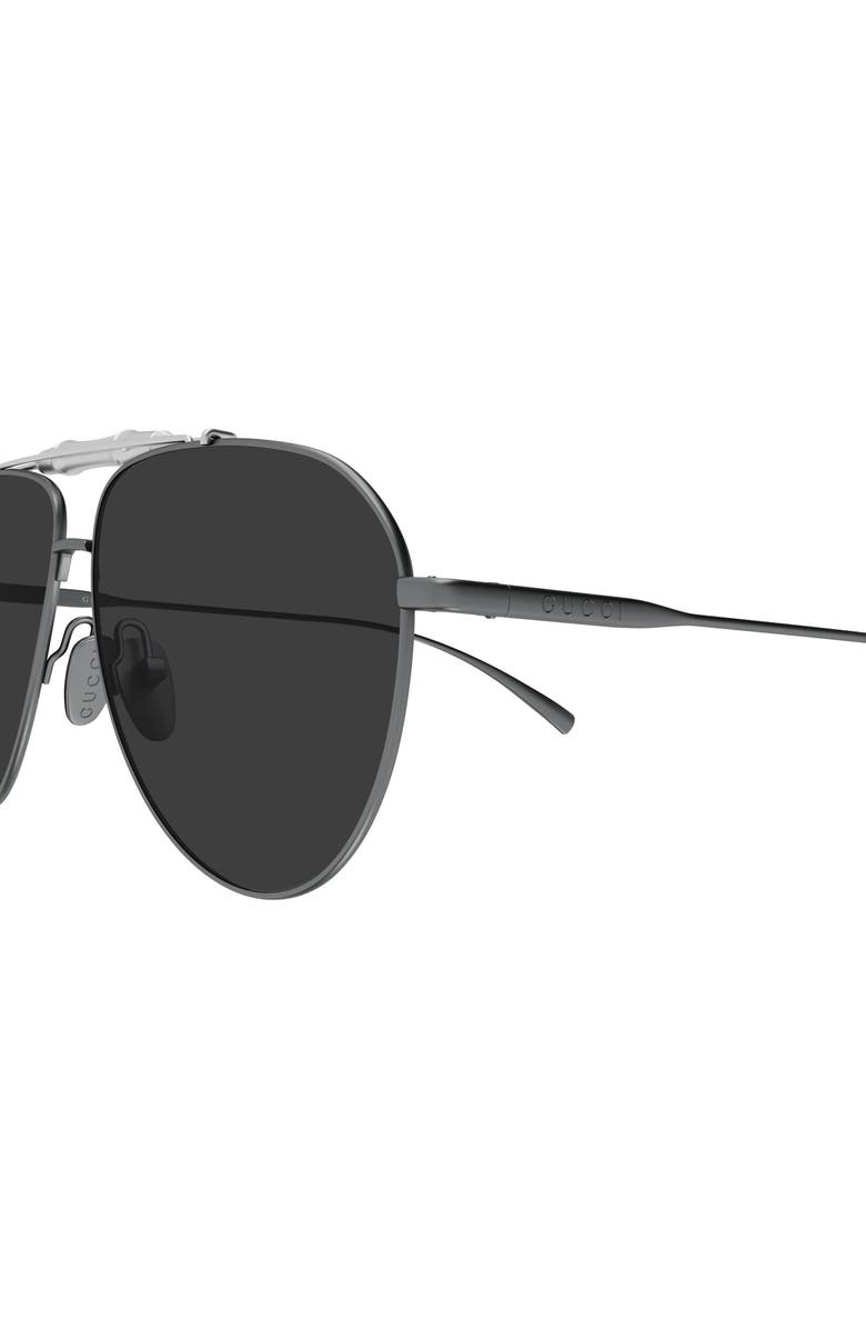 Gucci 60mm Pilot Sunglasses, Alternate, color, Ruthenium
