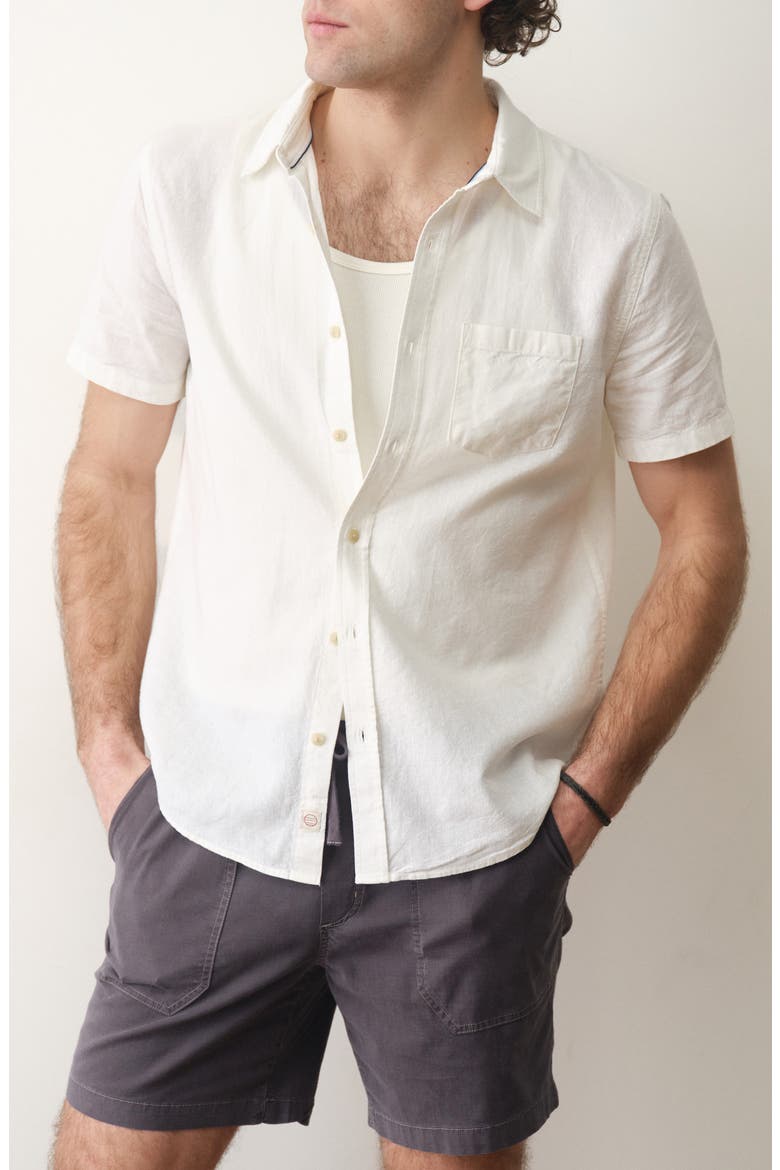 Better-than-Linen Hemp Blend Button-Down Shirt, Main, color, WHITE