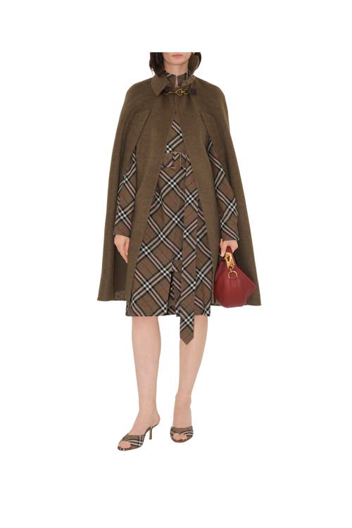 Shop Burberry Wool Cashmere Cape In Twig