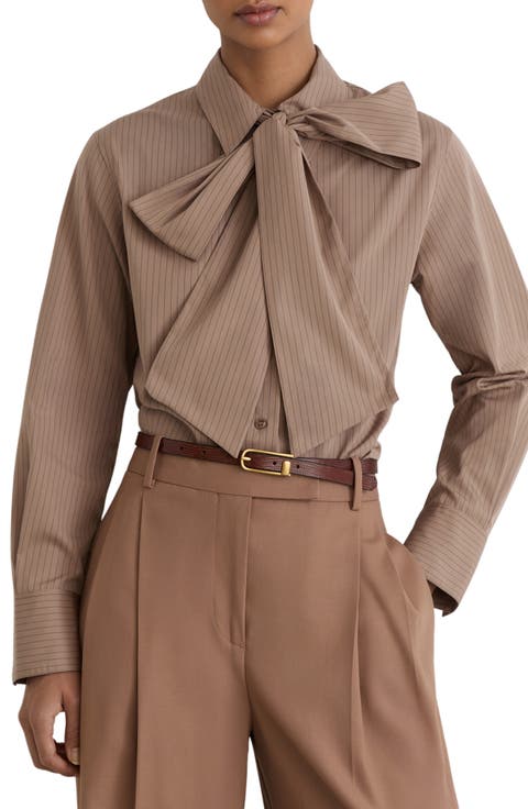 Elowen Pinstripe Tie Neck Shirt
