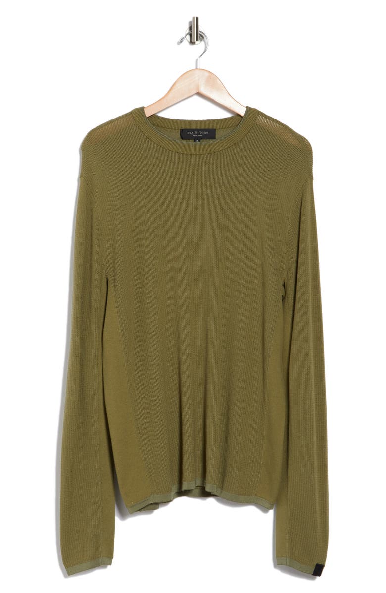 rag & bone Harvey Crewneck Cotton Sweater, Alternate, color, Sage