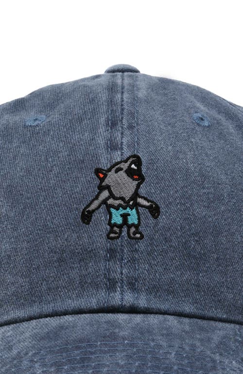 Dalix Werewolf Embroidered Dad Hat In Washed Navy Blue