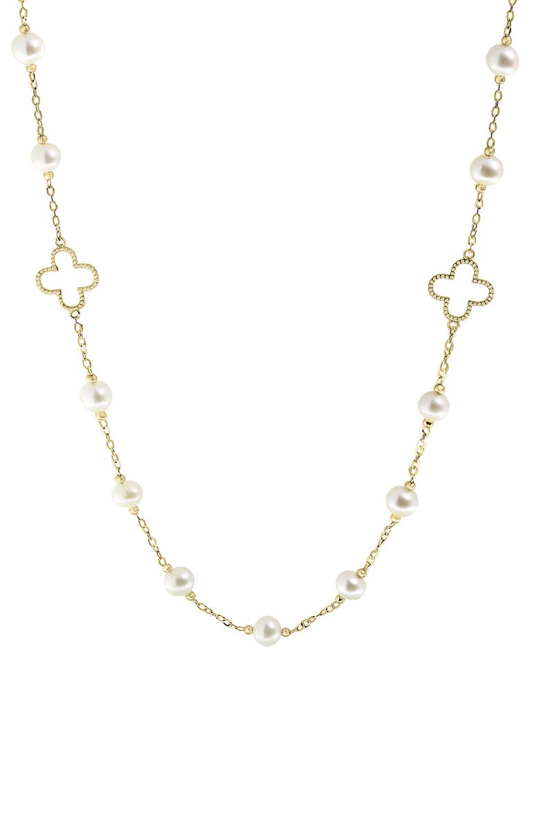 EFFY Freshwater Pearl & Clover Necklace, Main, color, 