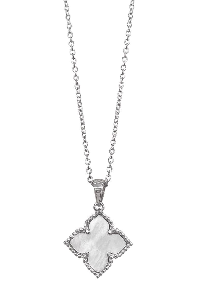 Mother of Pearl Flower Pendant Necklace, Main, color, WHITE