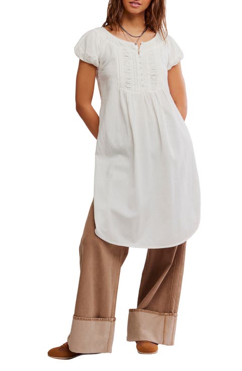 Fayre Puff Sleeve Cotton & Linen Tunic Top