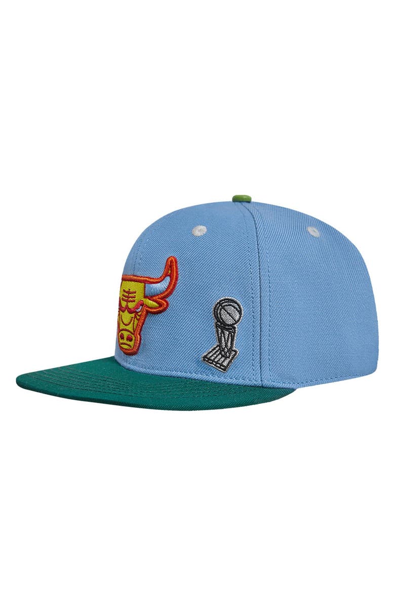 PRO STANDARD Men's Pro Standard Light Blue/Green Chicago Bulls Retro Program 2-Tone Snapback Hat, Alternate, color, Light Blue