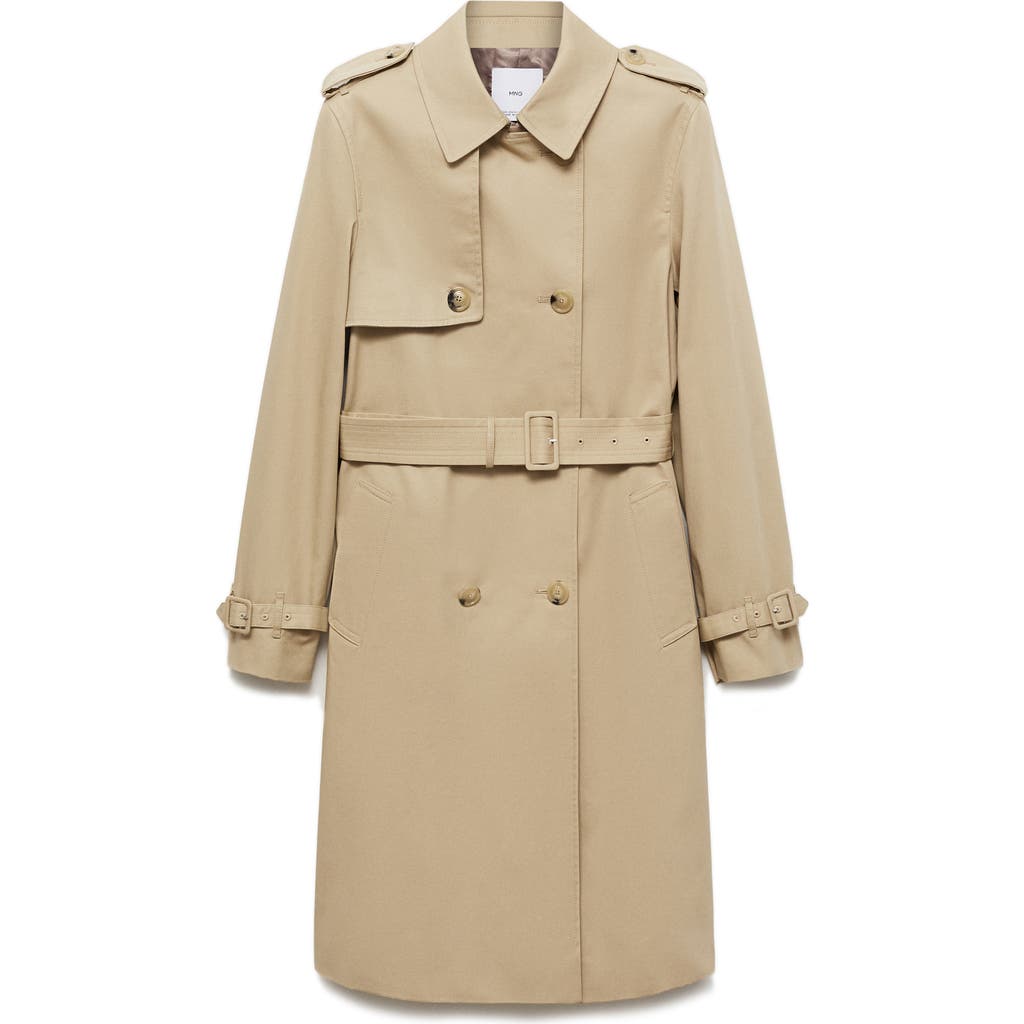 Mango Classic Double Breasted Water Repellent Cotton Trench Coat