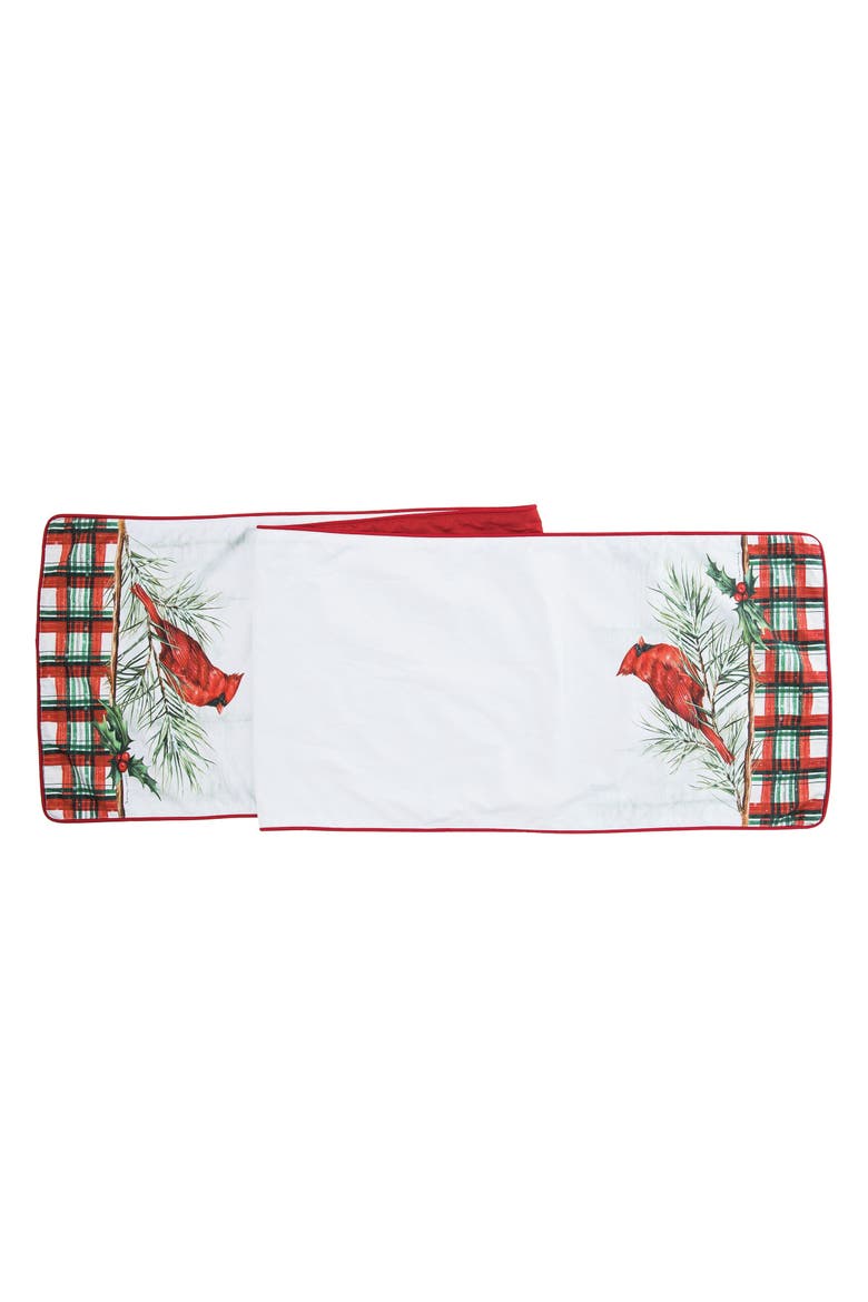 Woodland Cardinal Plaid Table Runner 13" x 72", Main, color, Red
