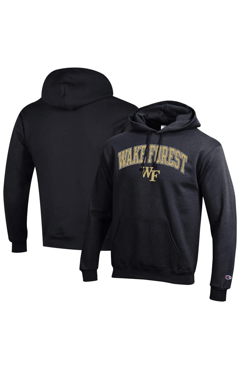 Champion Men's Champion  Black Wake Forest Demon Deacons Arched Logo Fleece Pullover Hoodie, Main, color, Black