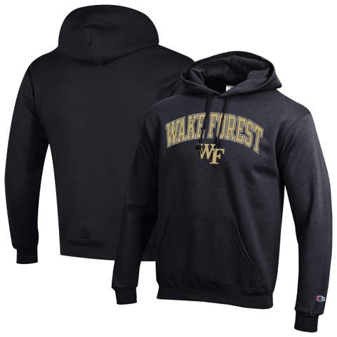 Men's Champion  Black Wake Forest Demon Deacons Arched Logo Fleece Pullover Hoodie