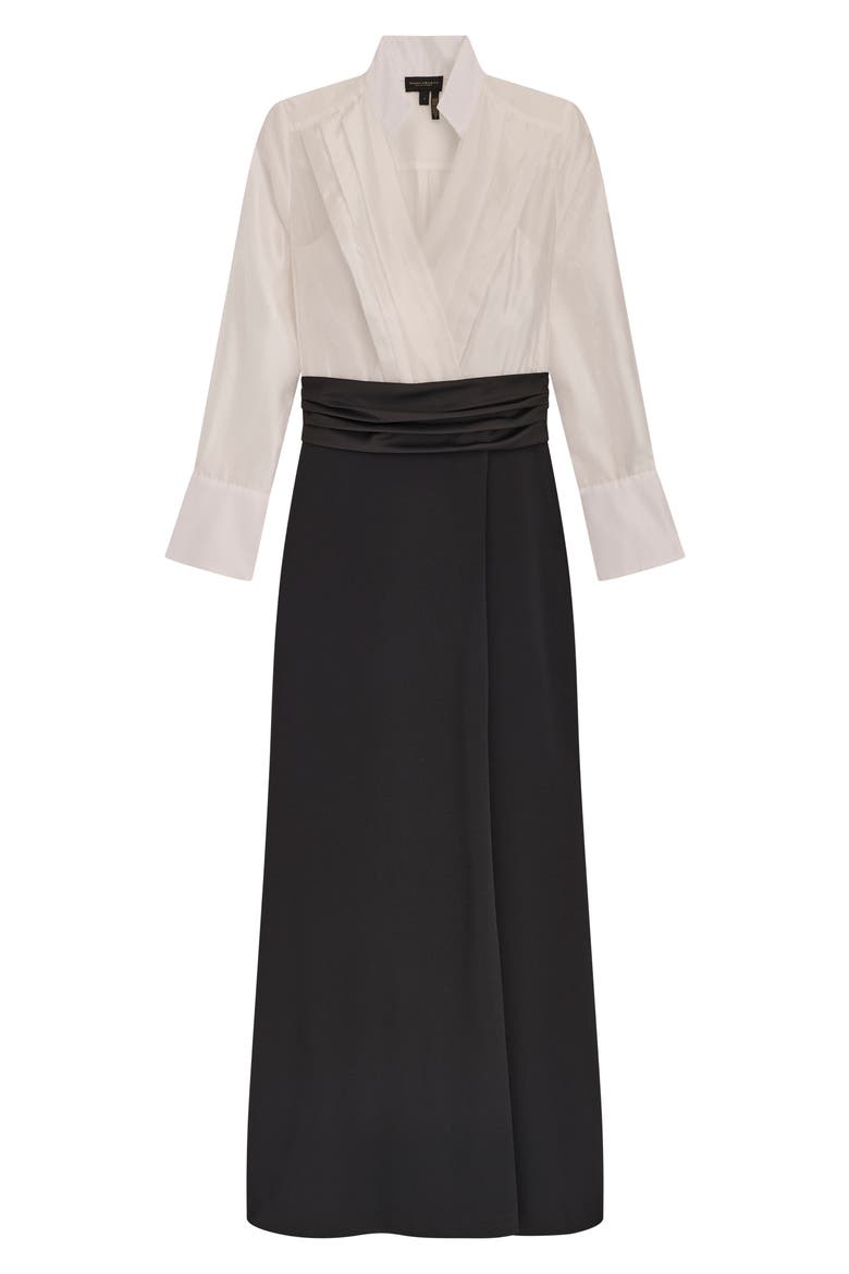 Organza Bodice Long Sleeve Gown, Alternate, color, CREAM/ BLACK