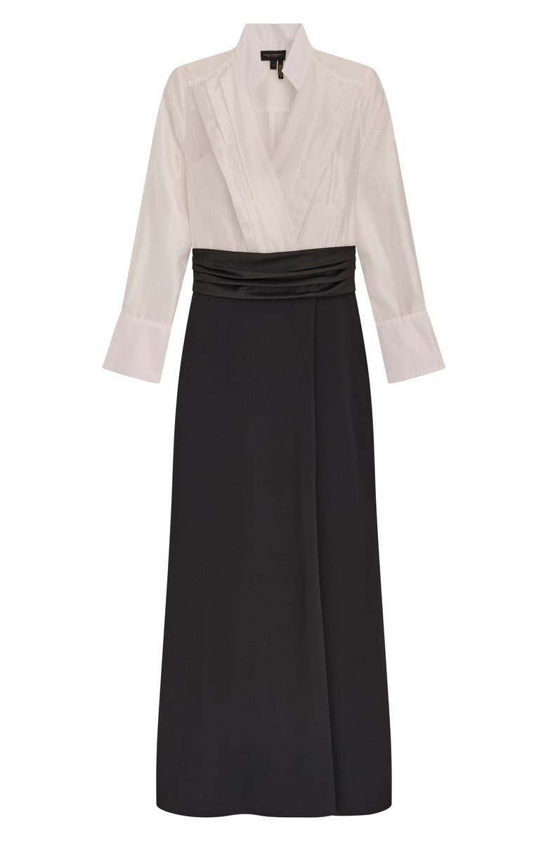 Donna Karan New York Organza Bodice Long Sleeve Gown, Alternate, color, Cream/ Black