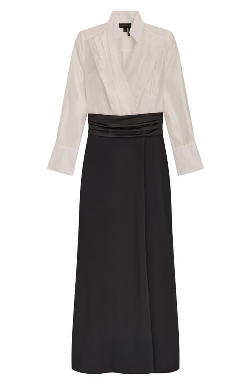 Donna Karan New York Organza Bodice Long Sleeve Gown In Multi