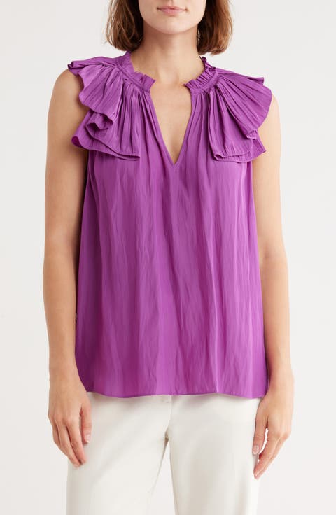 Virgie Keyhole Ruffle Sleeveless Top