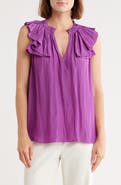 Ramy Brook Virgie Keyhole Ruffle Sleeveless Top