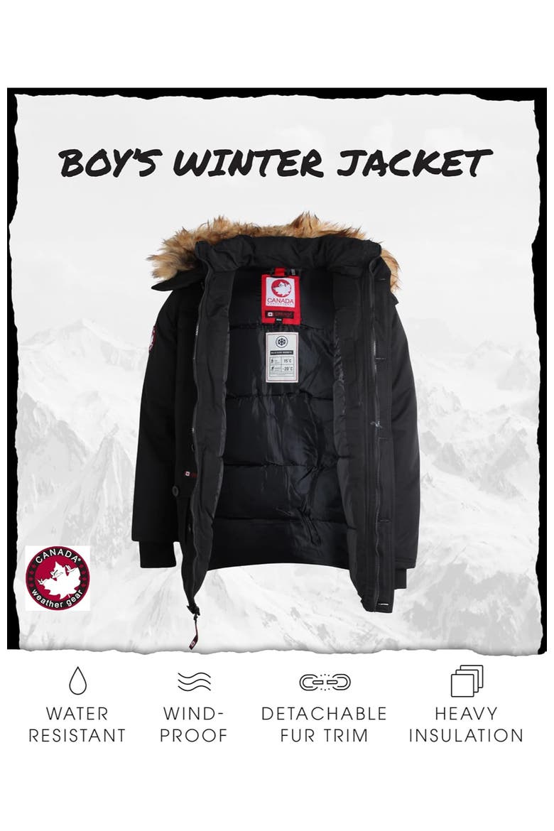 Boys' Heavyweight Winter Ski Jacket, Alternate, color, Black