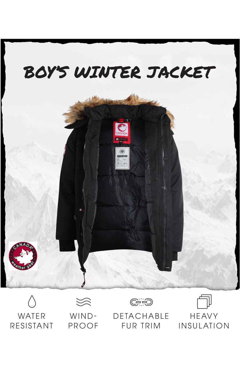 CANADA WEATHER GEAR Boys' Heavyweight Winter Ski Jacket, Alternate, color, Black