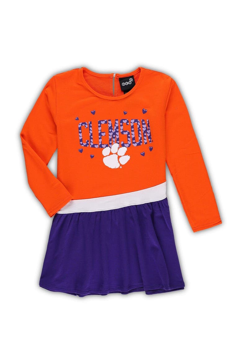 Girls Preschool Orange Clemson Tigers Heart to Heart French Terry Dress, Main, color, Orange