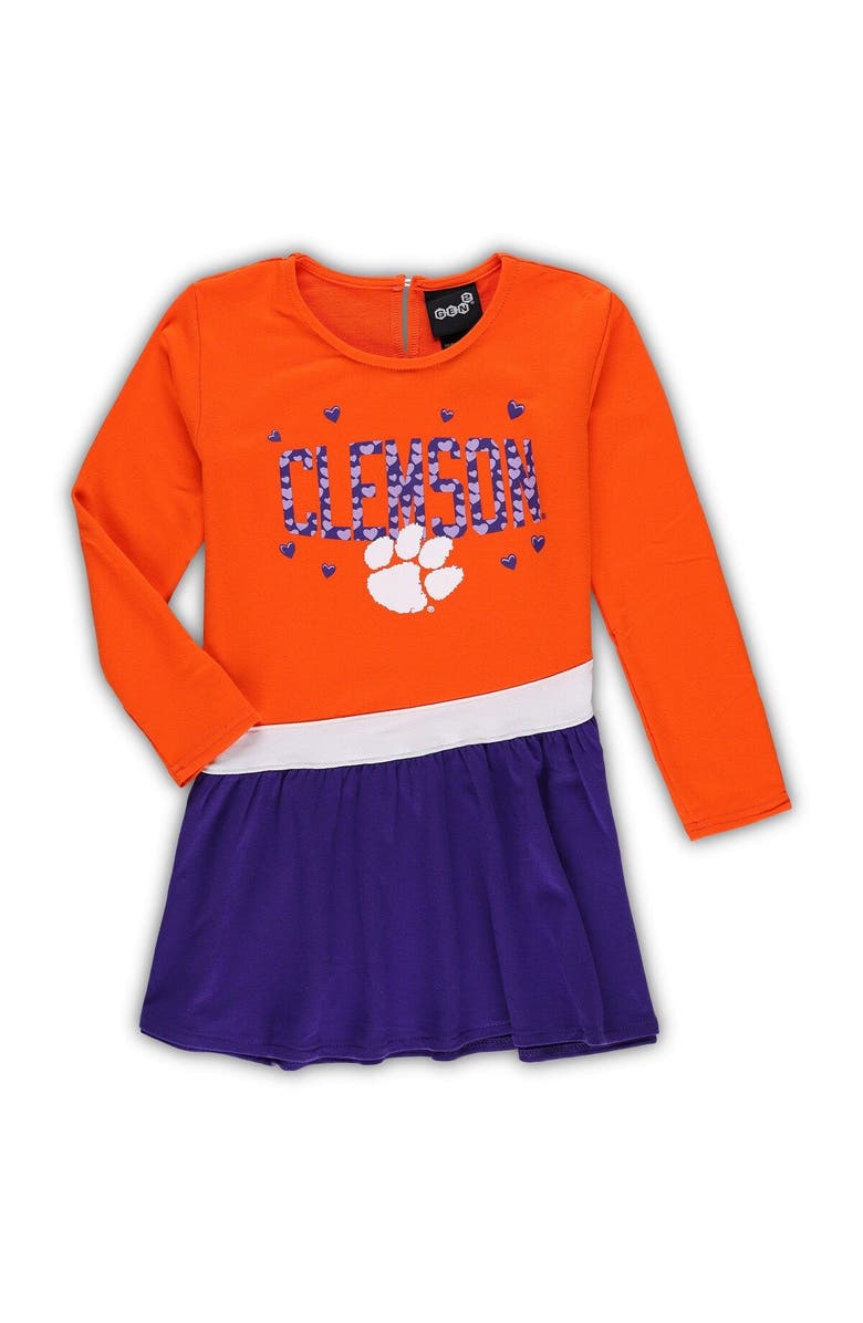 Outerstuff Girls Preschool Orange Clemson Tigers Heart to Heart French Terry Dress, Main, color, 