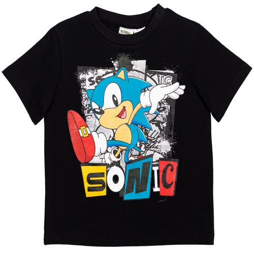 Sega Sonic The Hedgehog T-shirt & Athletic Mesh Shorts Set In Black