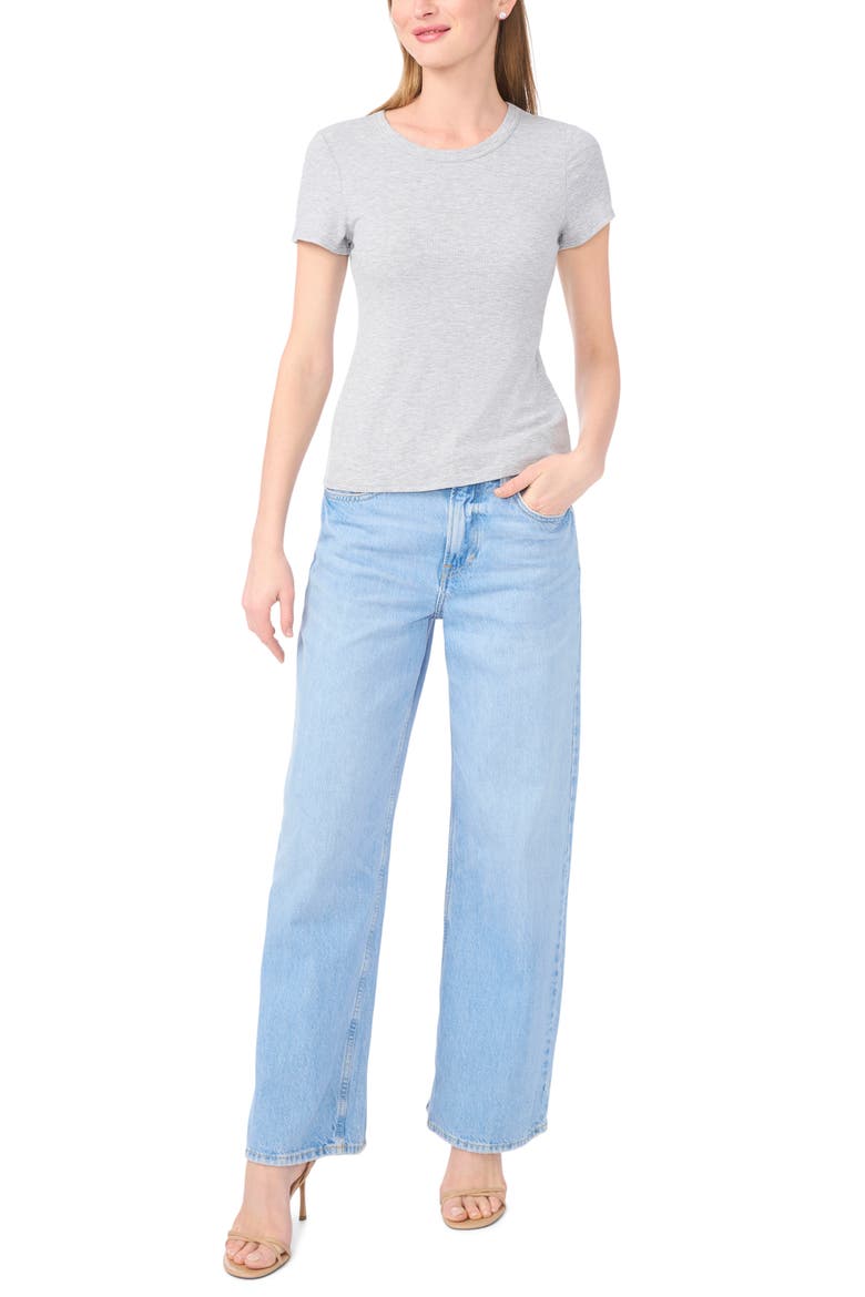 Rib Knit Jersey T-Shirt, Alternate, color, SILVER HTH