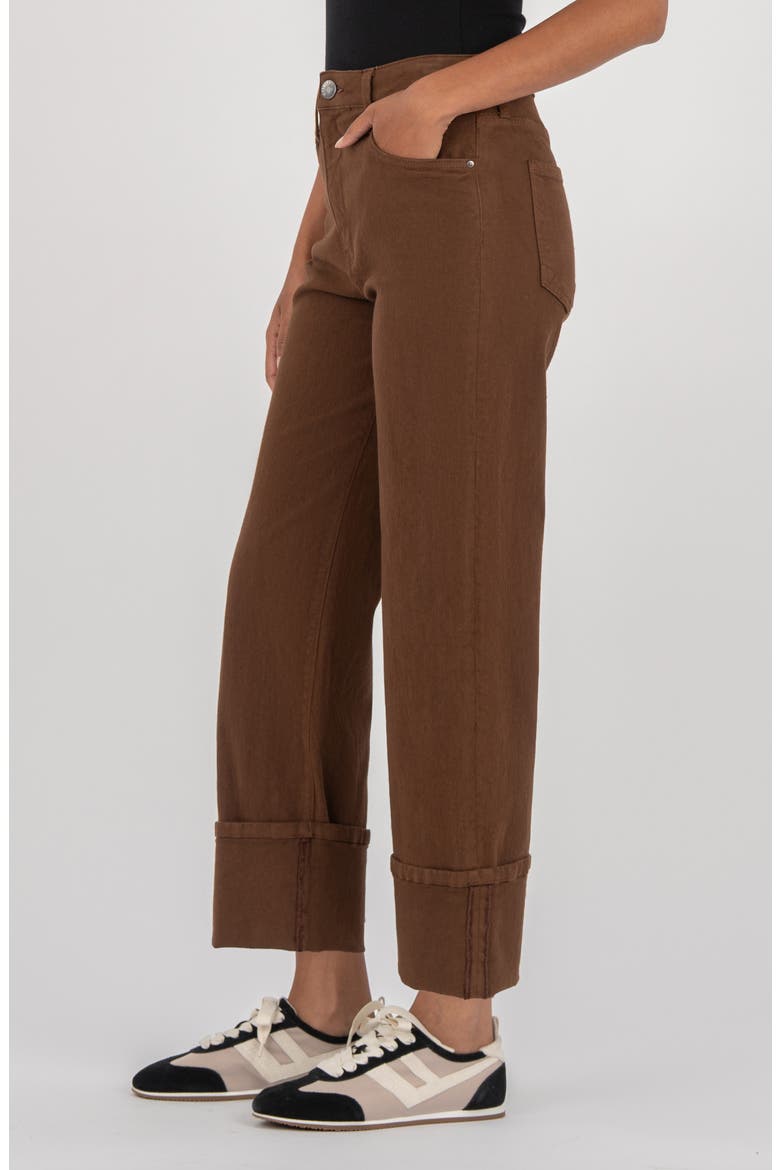 Sienna Cuffed High Waist Relaxed Straight Leg Jeans, Alternate, color, CAFE