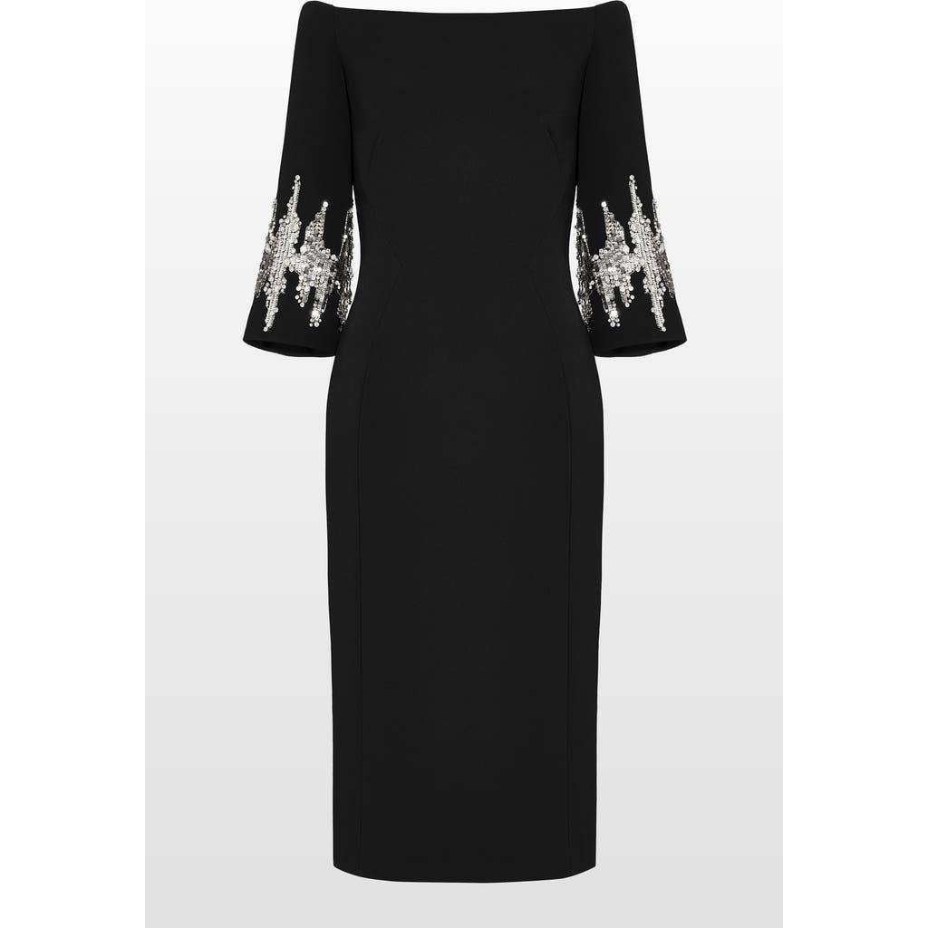 Jenny Packham Aster Sequin-embellished Midi Dress In Black