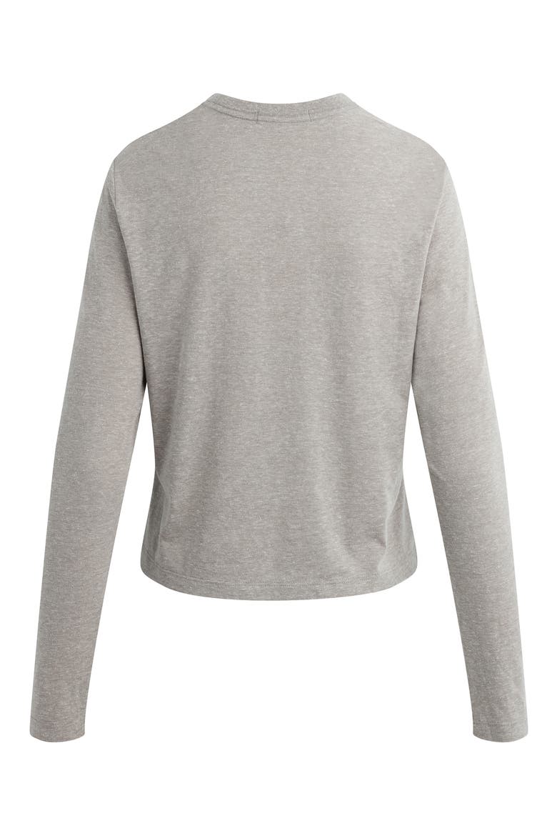 The Cropped Collegiate Long Sleeve Graphic T-Shirt, Alternate, color, HEATHER GREY/LIGHT
