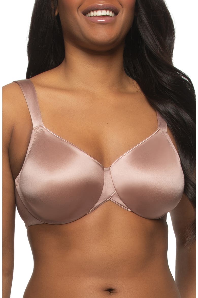 Stellar Smooth Satin Unlined Underwire Bra, Main, color, ROSE TAN