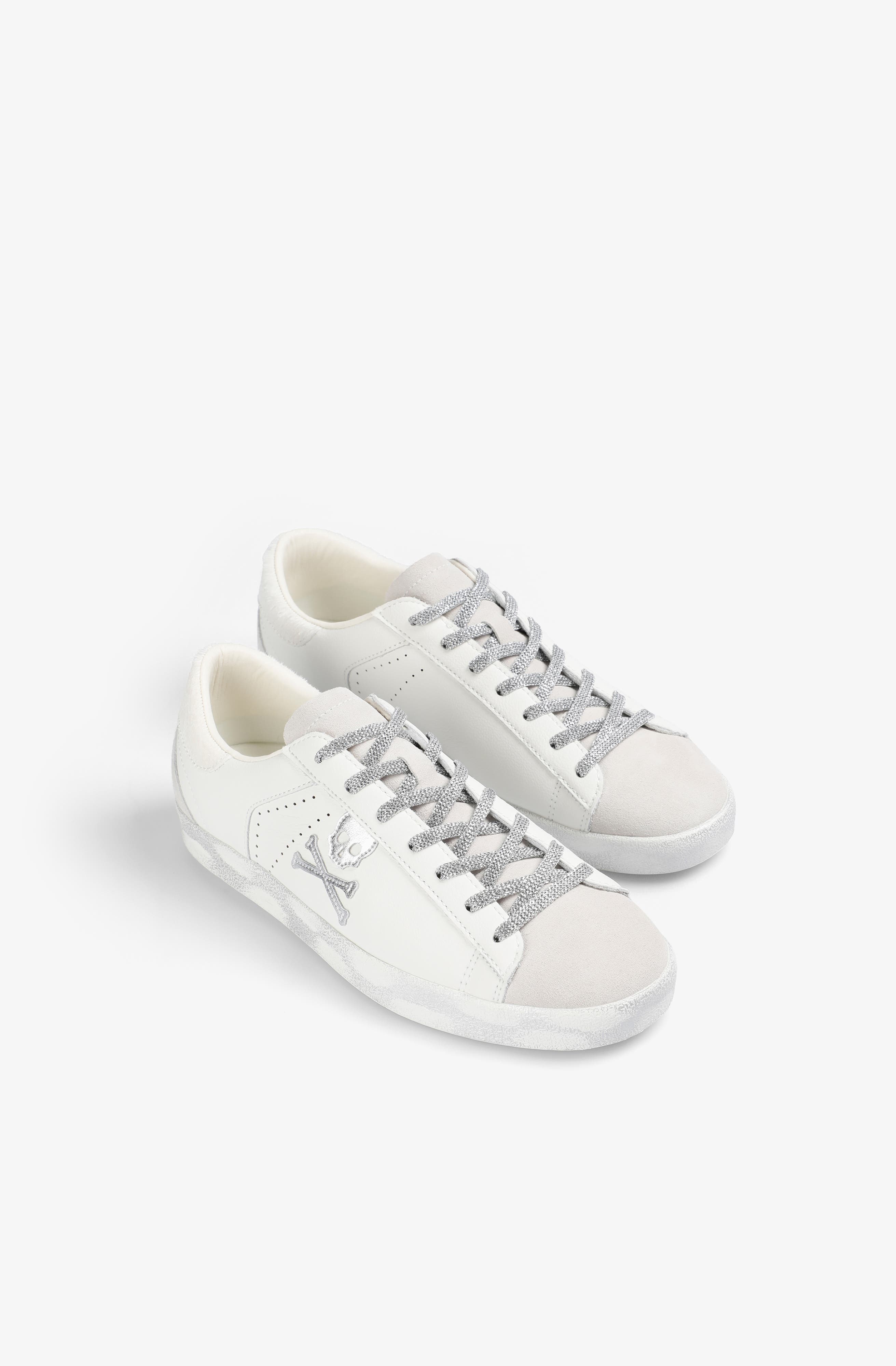 Scalpers Embroidered Side Skull Henry Sneakers, Alternate, color, Offwhitesilver