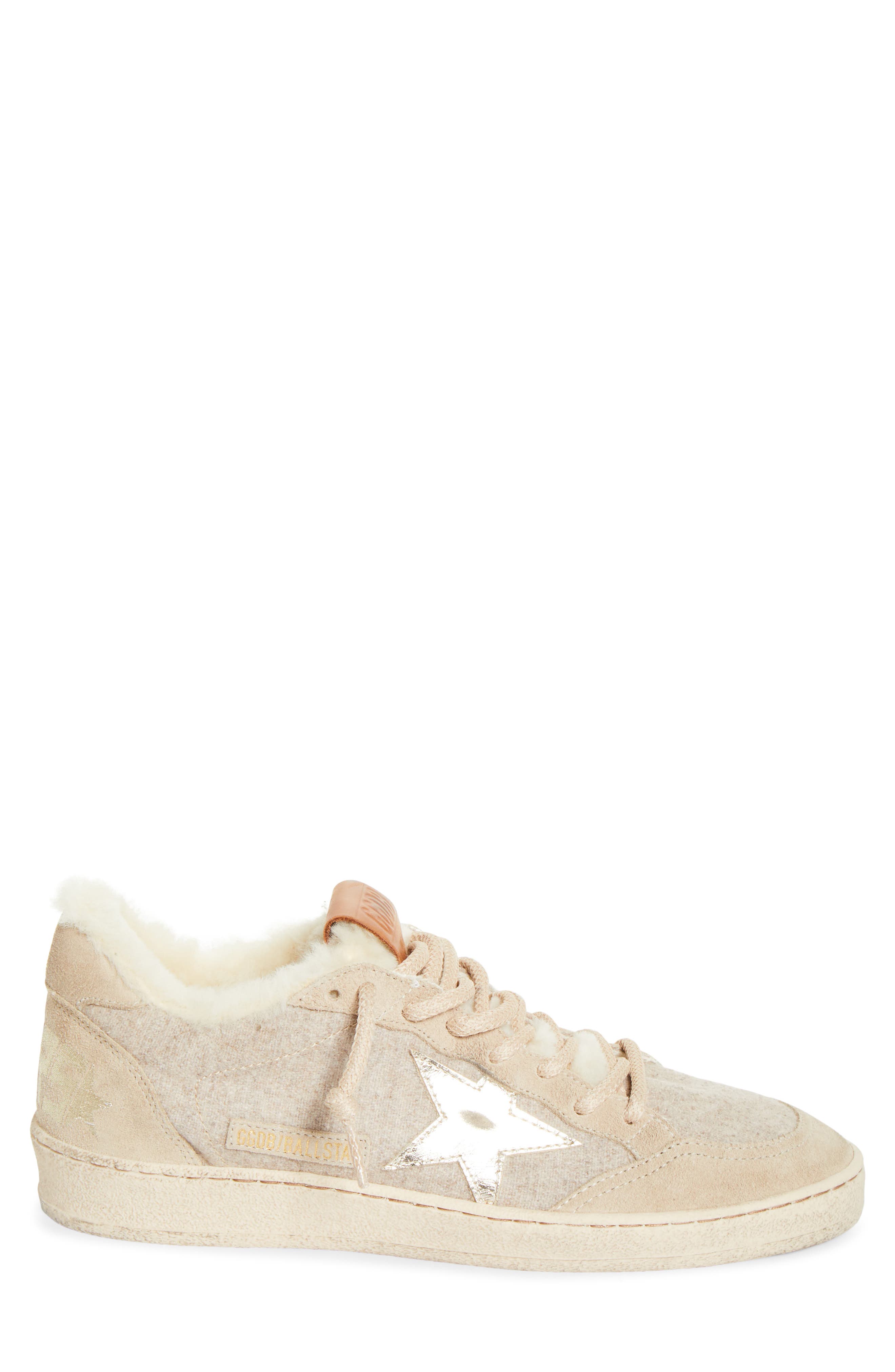 Golden Goose Ball Star Wool Wool & Faux Shearling Sneaker, Alternate, color, Beige