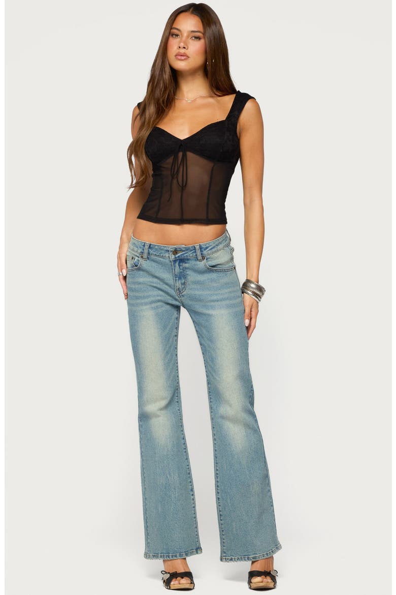 Uli Sheer Mesh Wide Strap Top, Alternate, color, BLACK