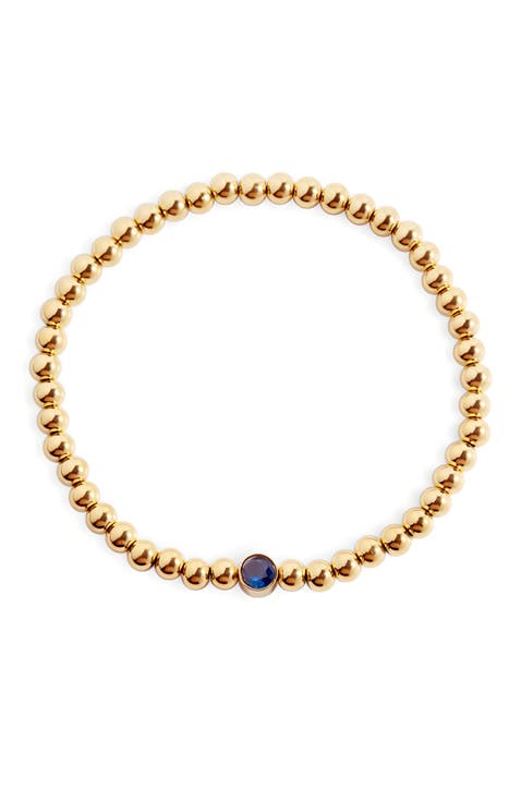 Gold Beaded Bubble Birthstone Bracelet