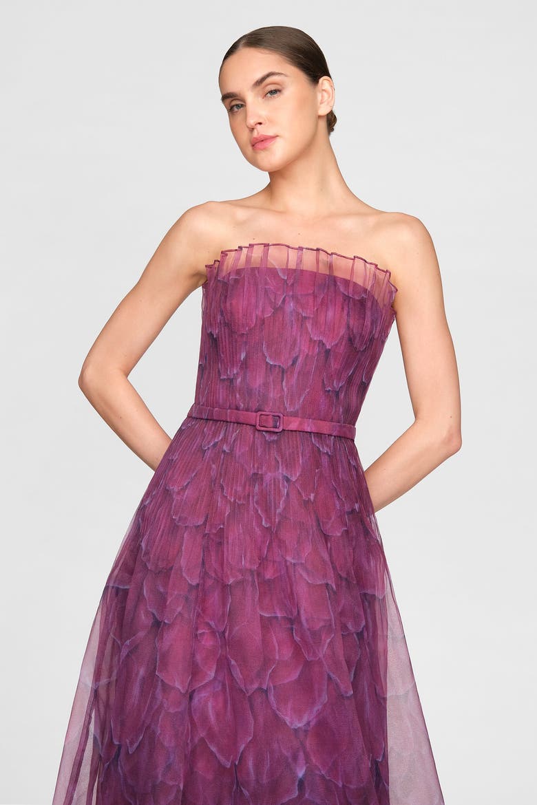 Ivana Printed Organza Gown, Alternate, color, PETAL OBSCURA