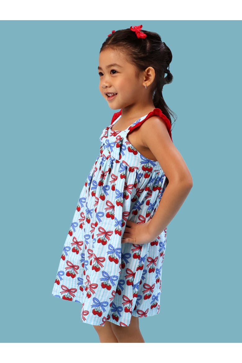 Cotton Gauze Flutter Bow Woven Dress, Alternate, color, Berries & Bows