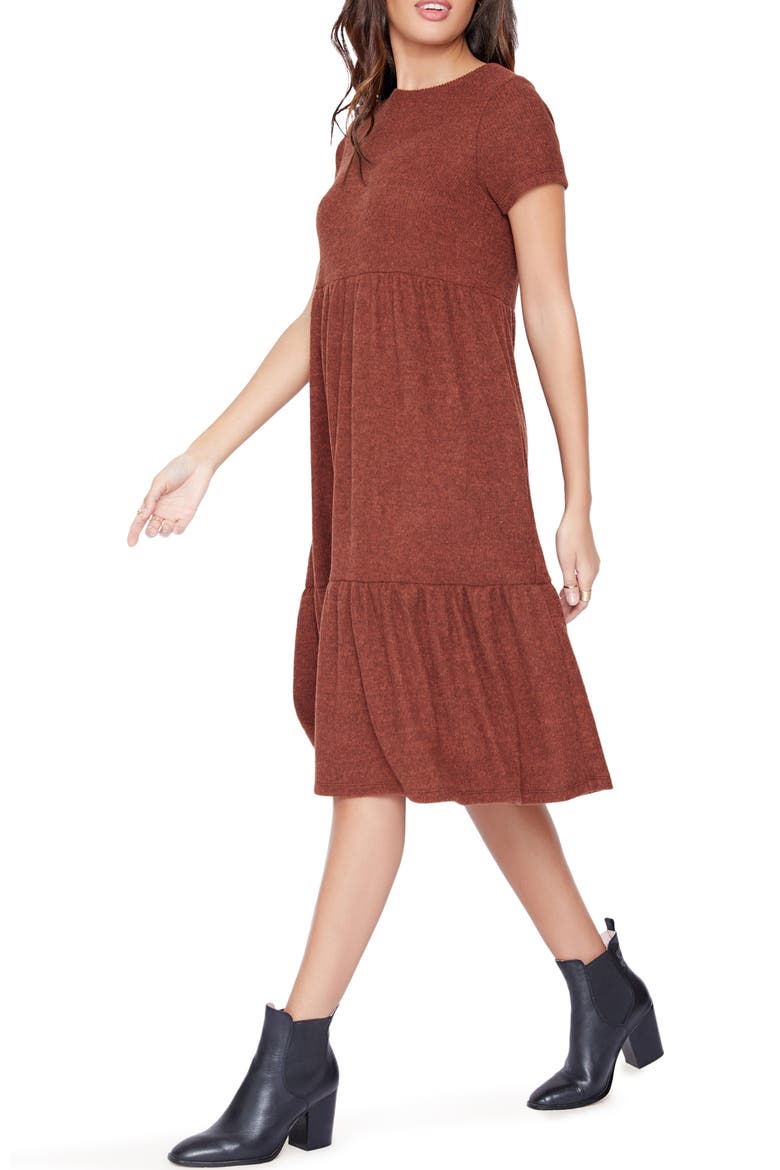 From the Heart Tiered Ruffle Knit Dress, Alternate, color, RUST
