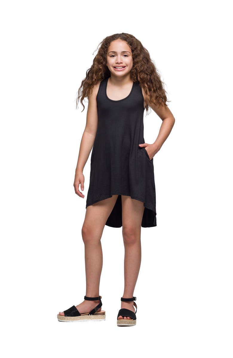 24sevenKid High Low Sleeveless Pocket Dress, Alternate, color, Black