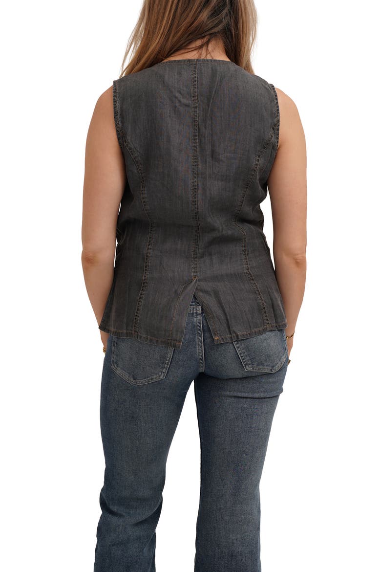 Denim Lyocell Button Front Vest, Alternate, color, MEDIUM GREY DENIM