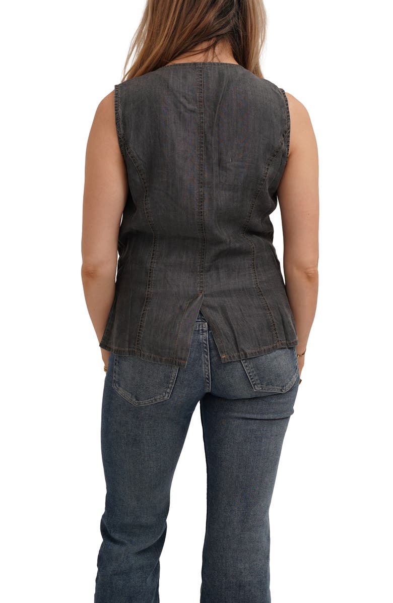CYRUS Denim Lyocell Button Front Vest, Alternate, color, Medium Grey Denim