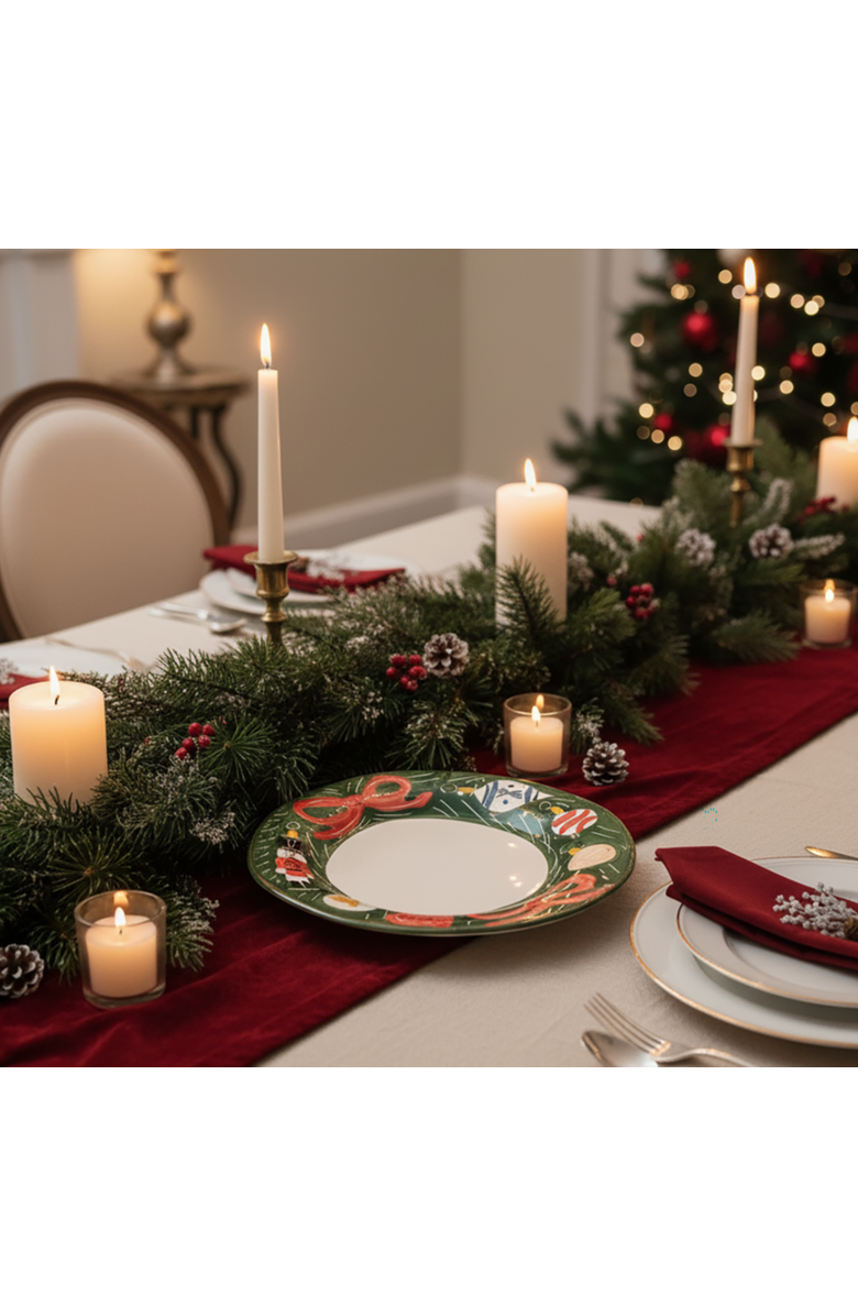 LA GABBIANELLA Christmas Serving Platter, Round, Alternate, color, White