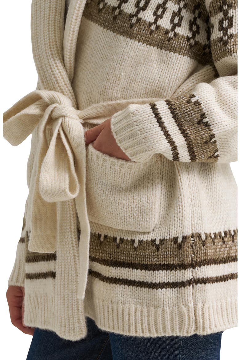 Patterned Belted Cardigan, Alternate, color, IVORY